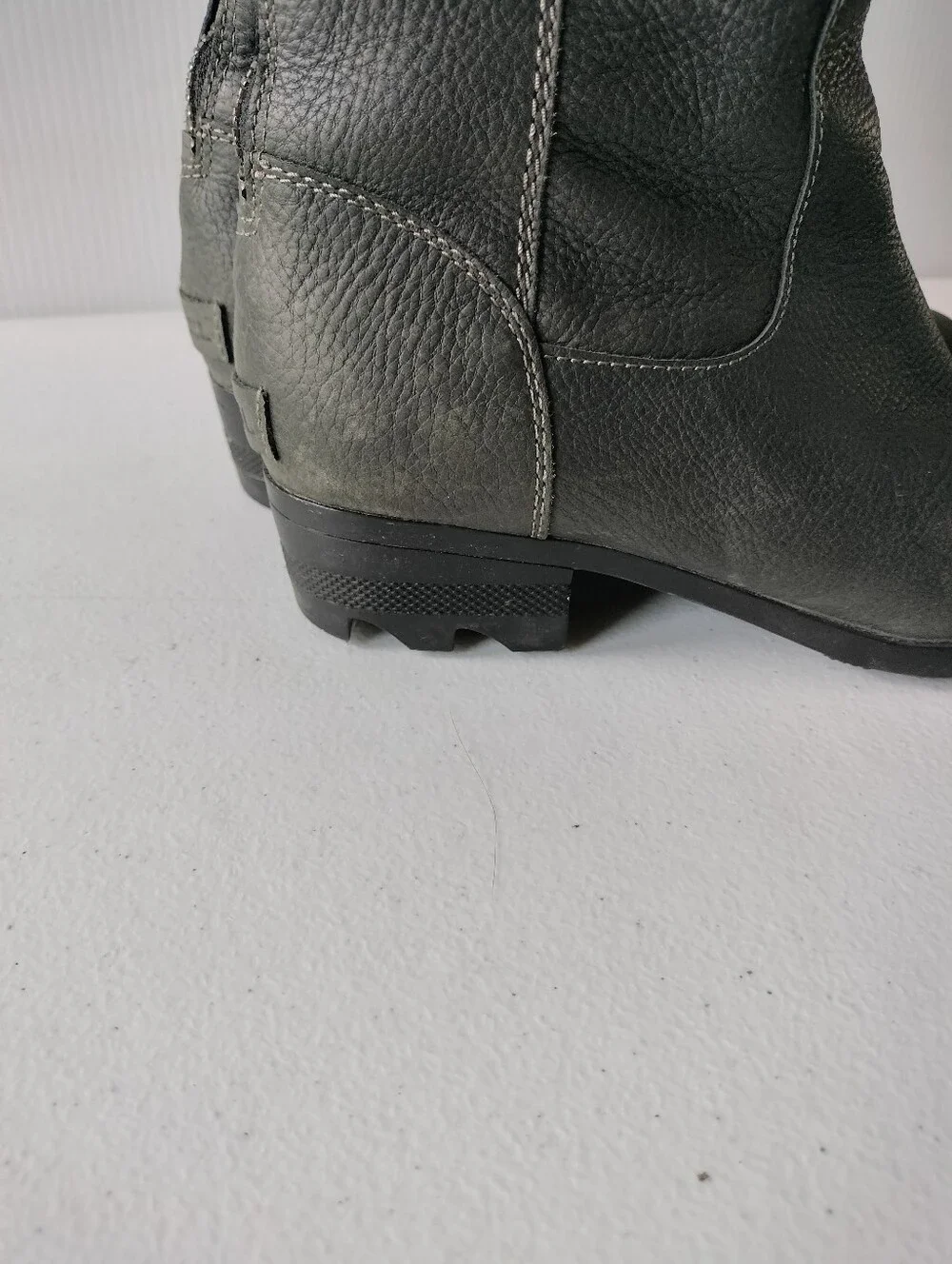 Sorel Danica Classic Tall Womens Leather Charcoal Gray Riding Moto Boots 8 Zip